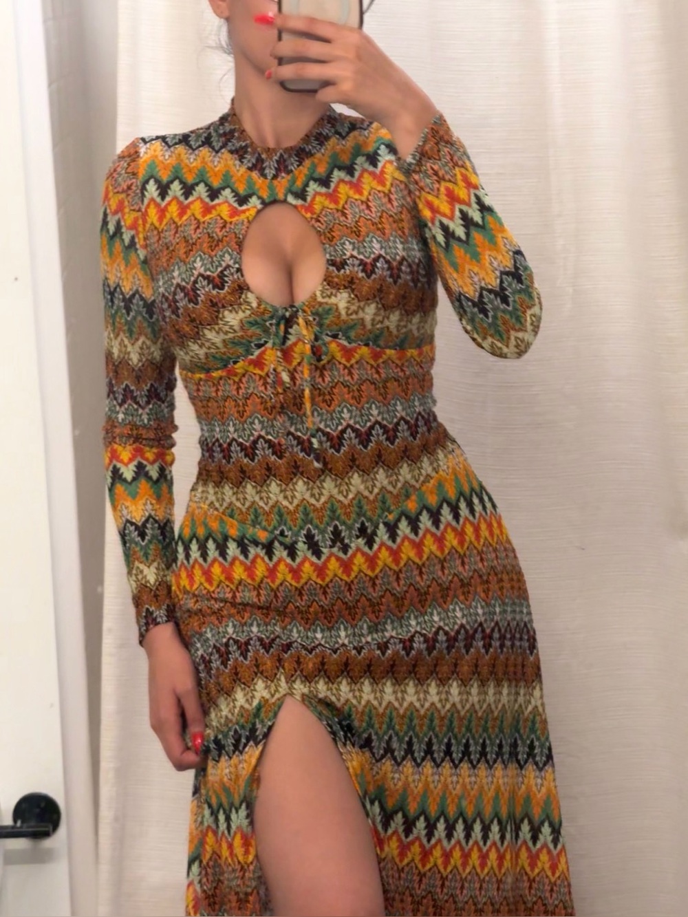 AKIRA BAYLEE ABSTRACT PRINT KNIT MAXI DRESS